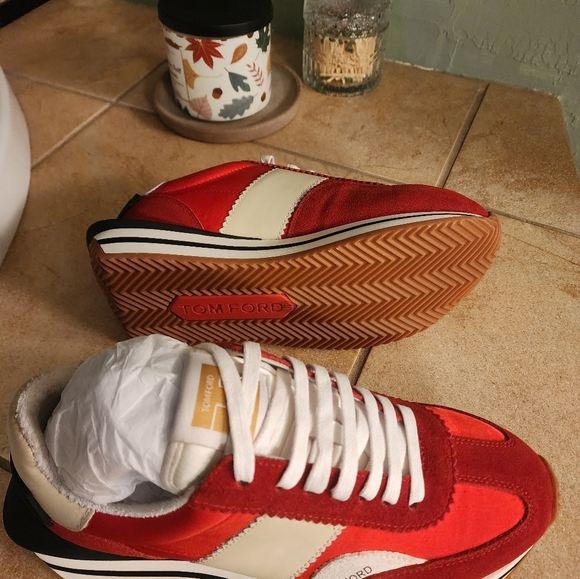 Red and white shoes with TF on it - Picture 5 of 9